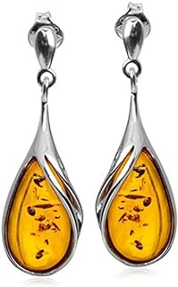 Amber Sterling Silver Classic Large Drop Earrings