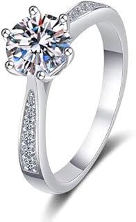 Elegant 1-2CT Women's Round Cut Moissanite Engagement Ring - Available in Sterling Silver/10K 14K 18K Gold - Ideal Anniversary, Wedding or Promise Jewelry Gift