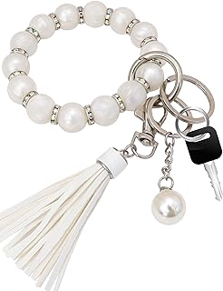 Panny & Mody Women's Silicone Keychain Bracelet with Lush Leather Tassel & Silver Bling Zircon for a Stylish Appeal