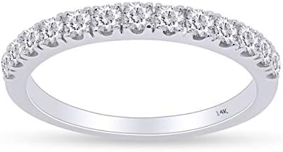 Two Stone 14K Rose Gold Wedding Ring with White Round Cut Diamonds for Women - Classic/Modern Design