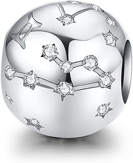 925 Sterling Silver Cubic Zirconia Zodiac Charm Bracelet - Compatible with Pandora Style Chains, Perfect Gift for Women, Featuring All 12 Star Signs Design