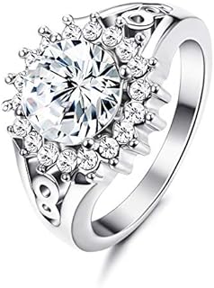 Graduated Halo Engagement Ring with Austria Crystals for Women in Alloys, Infinity Shape Design