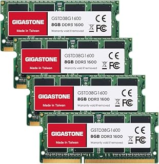 Memoria RAM para Portátil Gigastone 32GB DDR3 1600MHz CL11, 1.35V, SO-DIMM 204-Pin, sin ECC, Compatible con HP, Dell, y Más. Ideal para Actualización de Laptops y Notebooks
