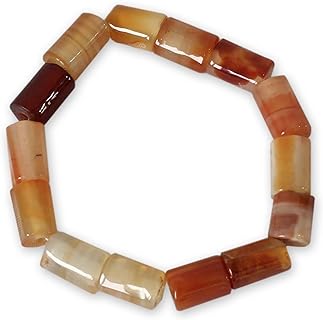 Handmade NOVICA Sterling Silver Bracelet with Agate Beads - 7" No-Clasp Design - Tangerine Good Fortune Birthstone - Origin: Ghana - 'Accra Warmth'