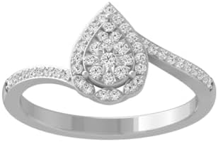 14K White Gold Diamond Pear Shaped Promise Engagement Ring (1/4 cttw, I-J Color, I2-I3 Clarity) Size 5.5