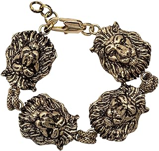 Bayemeyc Gold Lion Charm Bracelet for Women 22K Gold Plated Bracelet Lion Head Bracelet Gold Filled Bracelet Fashion Jewelry Gift for Her Gift for Mom