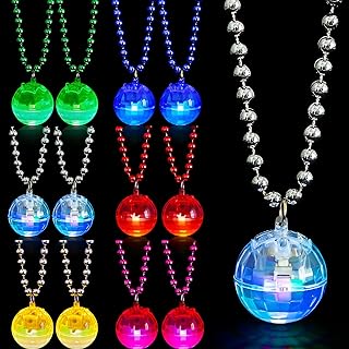 12PC LED Light Up Alloy & Plastic Disco Ball Necklaces with Ball Clasp for Party Goers - Disco Ball Design