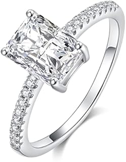 3ct Radiant Cut Moissanite Engagement Ring with Sterling Silver for Women; Classy/Diamond-like