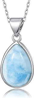 Elegant Larimar Bead Necklace with Rolo Chain - Perfect Jewelry Gift for Women and Girls