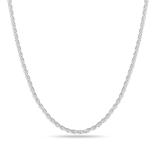 OCHCOH 925 Sterling Silver Clasp Mens Jewelry Mens Gifts 2/2.5/3/4/5mm Rope Chain for Men Women Diamond Cut Chain Necklace 16, 18, 20, 22, 24, 26, 30 Inch