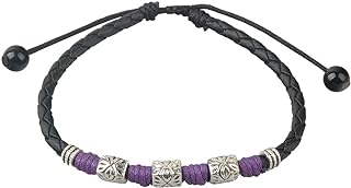Ancient Tribe Handmade Adjustable Black Leather Anklet,Women's