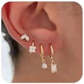 Gold Hoop Earrings for Women Trendy, Dainty Gold Stud Earrings 14K Gold Plated CZ Huggie Hoop Earrings Set Small Dangle Earrings Cute Cartilage Earring Sets for Multiple Piercing Jewelry Gifts