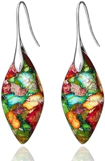 Natural Stone Drop Earrings Colored Gemstone Dangle Earrings Healing Crystal Earrings for Women Dangling Unique Birthstone Energy Earrings Jewelry for Women and Girls