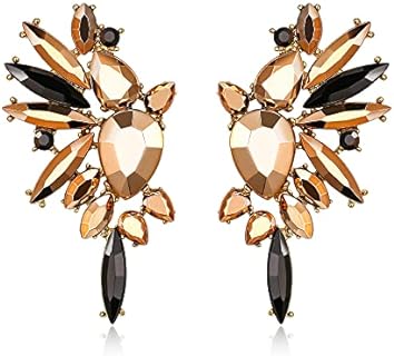 EVER FAITH Vintage Rhinestone Statement Earrings, Fashion Bling Colorful Marquise Drop Crystal Cluster Dangle Pierced Earrings for Women Girls