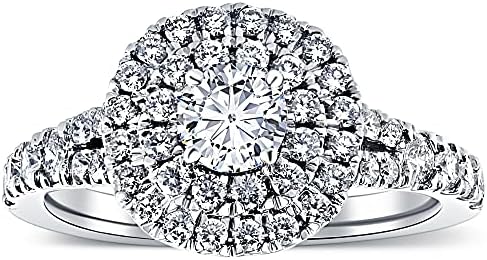 P3 POMPEII3 1.25 Carat Lab Grown Diamond Engagement Ring with Created Diamond in a Cushion Halo Design Set in White Gold