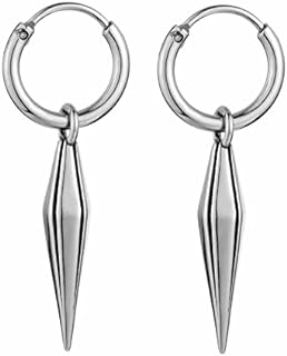 High-Quality Stainless Steel Gothic Punk Hoop Drop Earrings for Men and Women by HZMAN - Versatile, Lightweight Design
