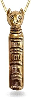 18K Gold-Plated Egyptian Bastet Cat Pendant Necklace with Cable Chain - Symbol of Joy and Protection for Cat Lovers