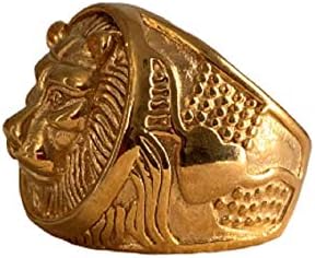 Mens 14k Solid Gold Finish Lion King Mythology Lion Head Retro Vintage Pinkie Ring - Men's Ring, Perfect Ring, Wedding Rings, Promise Ring, Engagement Ring, Wedding Bands Prime Delivery