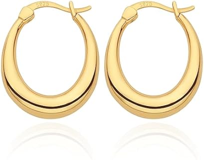 Chunky Gold Hoop Earrings for Women Lightweight Hoop Earring Gold Plated Hypoallergenic Paperclip Earrings Girls Fashion Jewelry