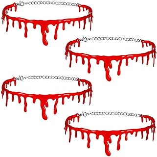 Durable Cable Chain Halloween Dripping Blood Necklace for Women and Girls - Eco-Friendly Plastic Red Blood Drip Design