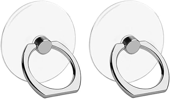 VOVIGGOL Support Téléphone Portable en Acrylique Transparent pour Tous Smartphones, avec Rotation à 360° et Adhésif Puissant, pour Lecture et Vidéo, Paquet de 2
