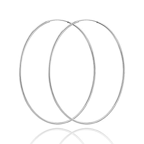 925 Sterling Silver Hoop Earrings for Women Lightweight Endless Silver Thin Hoops, 20/30/40/50/60MM