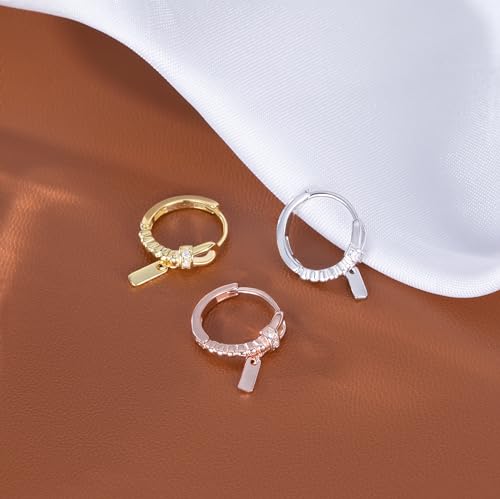 Reffeer Solid 925 Sterling Silver Minimalist CZ Hoop Earrings for Women Girls Small Huggie Hoop Earrings Cartilage Helix Hoop Earrings