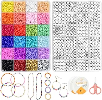 JOJANEAS Multicolor Glass Seed and Letter Bead Craft Kit with Elastic String for DIY Jewelry Making - Ideal Kids and Adults Friendship Bracelet Creator Set