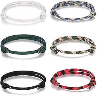 Jeka 6 Pcs Nautical Braided Handmade Rope String Adjustable Bracelets for Men
