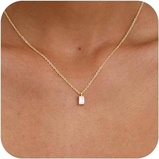 Dainty Gold Necklace for Women Girls 14K Gold Plated Diamond Choker Necklace Simple Cubic Zirconia Pendant Necklaces for Women Trendy Gold Jewelry