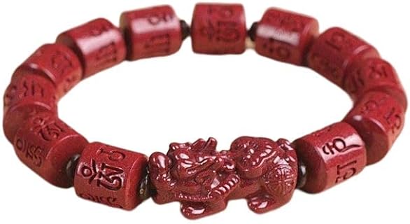 Cinnabar six ture words bucket bead bracelet