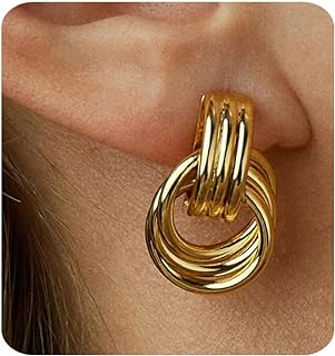 Gold Earrings for Women Trendy,14K Gold Stud Earrings Dainty Earrings Simple Minimalist Huggie Earrings Gold Hoop Earrings Hypoallergenic Earring for Women Gifts