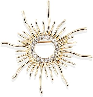 Sunflower Sun Brooch Pin with Secure Pin Clasp for Fashion-forward Individuals, Sun/Round Design
