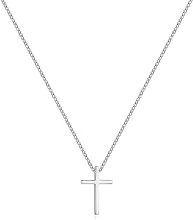 Dainty 925 Sterling Silver Cross Necklace for Women, Trendy Womens Cross Necklace for Girls Simple Silver Pendant Link Chains for Teen Girls Birthday Jewelry Gifts