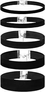 Black Choker Necklace for Women Girl - 5/4/1 PCS Black Velvet Choker Set of Classic Gothic Adjustable Choker Necklaces for Teen Girls Woman