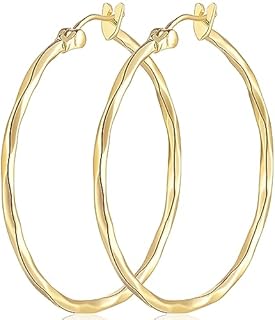 Large Gold Hoop Earrings 14K Gold Hoop Earrings for Women 14K Gold Earrings Unique Designed Gold Earrings for Women Jewelry Hoop Earrings 40mm