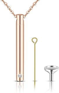 XIUDA Urn Necklace for Ashes Stainless Steel Cremation Necklace with Crystal Memorial Pendant Necklace