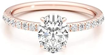 2 1/3 Carat Oval Yellow Moissanite and 1/4 Carat Lab-Grown Diamond Engagement Ring for Women in 14k White or Rose Gold, Anniversary or Promise Ring, Sizes 5.5 to 7