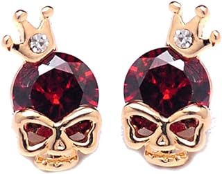 Steampunk Gold Color Skull Earrings Fashion CZ Crystal Stud Earrings