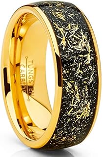 Metal Masters Co. Unisex Men's Tungsten Wedding Band Engagement Ring Star Dust and Gold Tone Metal Shavings 8mm