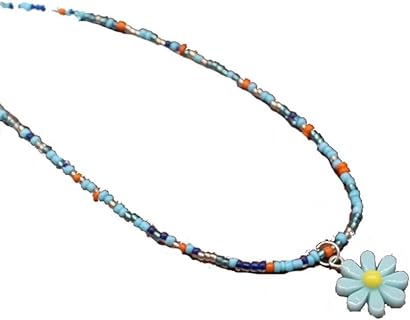 Boho-Chic Daisy Bead Necklace for Girls with Ball Chain - Vibrant, Alloy Material, Versatile Accessory - Perfect Gift Idea