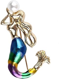 Enamel Pearl Mermaid Pin Brooch in Alloy Metal for Women - Elegant Sea-Themed Jewelry for Backpacks, Clothing, Hats | Ideal Gift & Accessory