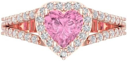 Charming 1.75ct Clara Pucci Heart Cut Solitaire Engagement Ring, Crafted with Pink Simulated Diamond & Cubic Zirconia in 18K Rose Gold