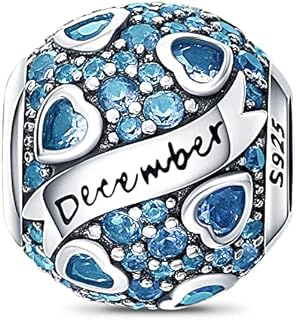 925 Sterling Silver Birthstone Charms fits Charms Bracelets for Woman，with 5A Cubic Zirconia Dangle Pendant Bead,Happy Birthday Charms for Bracelet and Necklace Valentine's Day Mother's Day Gift