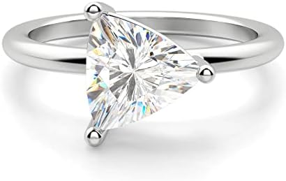 3 CT Trillion Moissanite Engagement Ring Wedding 925 Sterling Silver,10K/14K/18K Solid Gold Wedding Ring Set Solitaire Accent Halo Style, Silver Anniversary Promise Ring Gift for Her