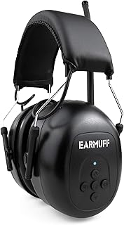 EARMUFF Gehörschutz mit FM Radio für Erwachsene, 31dB Dämmung, ideal für Baustellen und Gartenarbeit, elektronischer Schallschutz mit Musik-Streaming vom Handy