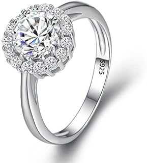 EVER FAITH Women's 925 Sterling Silver CZ Round Cut Halo Bridal Engagement Ring Clear