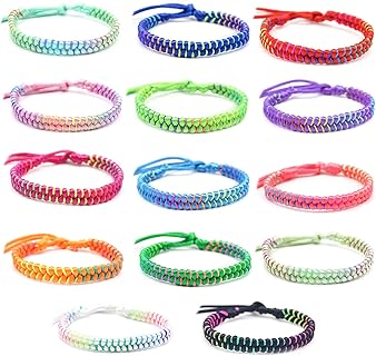 Keboyoe 14 Bracelets d'Amitié Multicolores Réglables en Polyester, Tressés à la Main et Durables, avec Fermeture à Nœud Coulissant, pour Enfants et Adultes