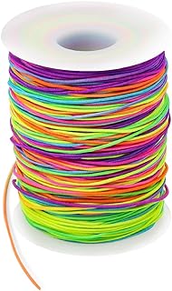 CHAOYUN Vibrant Rainbow Elastic Cord for Bracelet-making, Jewelry & Crafts - Durable, 1mm x 330 Feet Long Nylon-Polyester Beading String