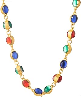 Women Color Stone Necklaces Chunky Crystal Cocktail Necklaces Glass Bead Necklace for Women Classical Vintage Jewelry Handmade